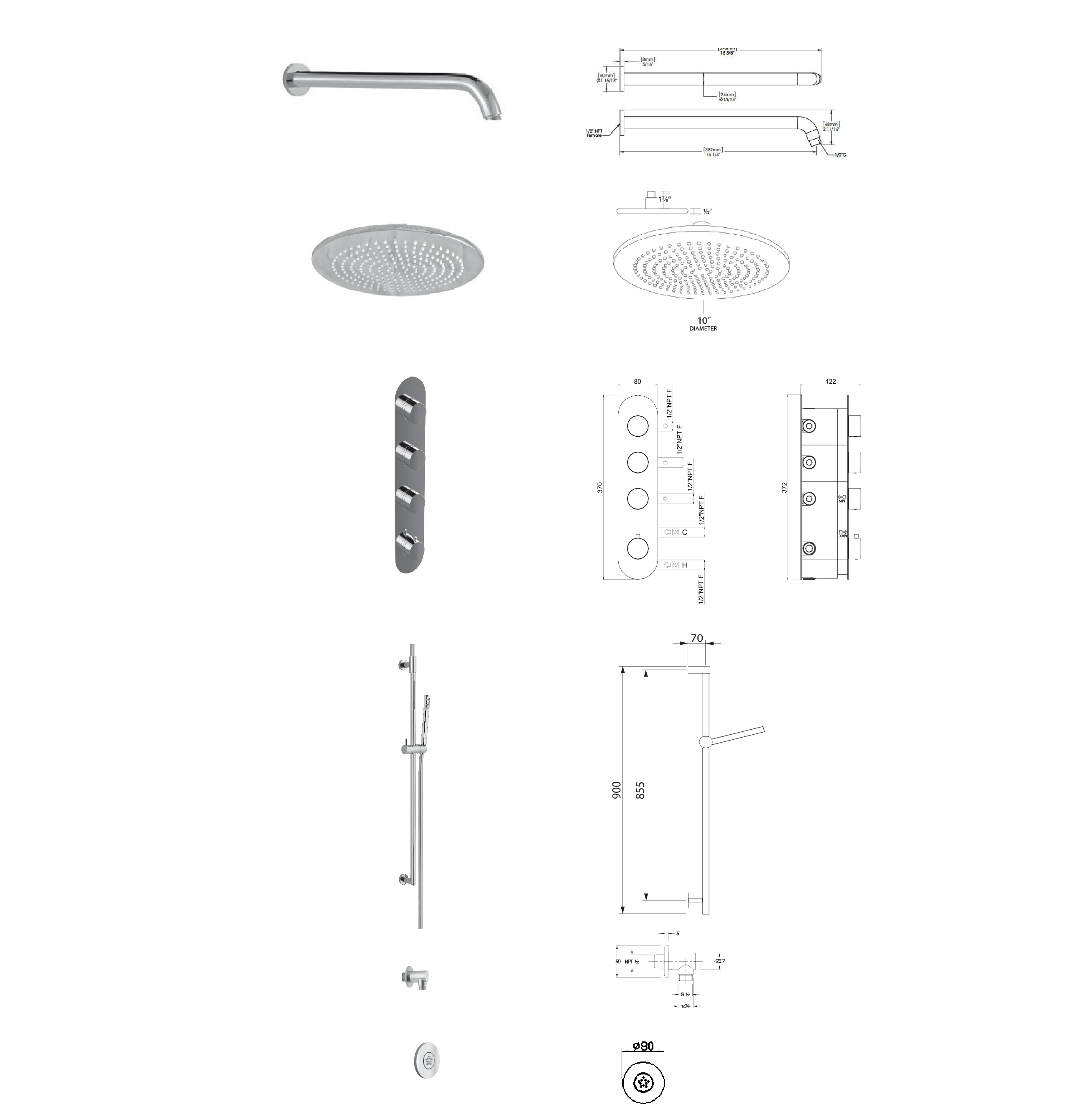 AQUADESIGN DISEGNO™ CONTEMPO SHOWER SYSTEM X1800CT-A