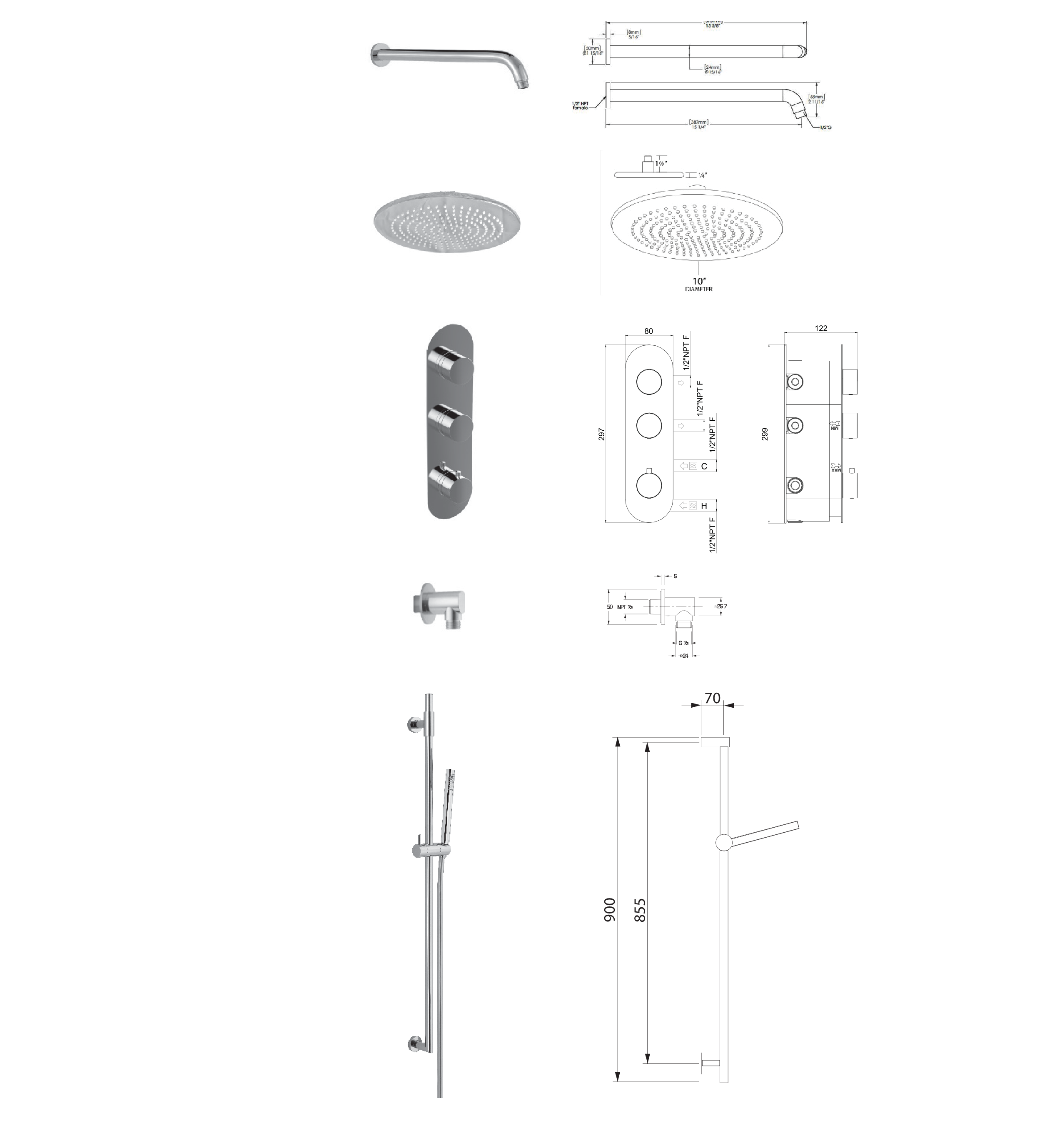 AQUADESIGN DISEGNO™ CONTEMPO SHOWER SYSTEM X1600CT-A