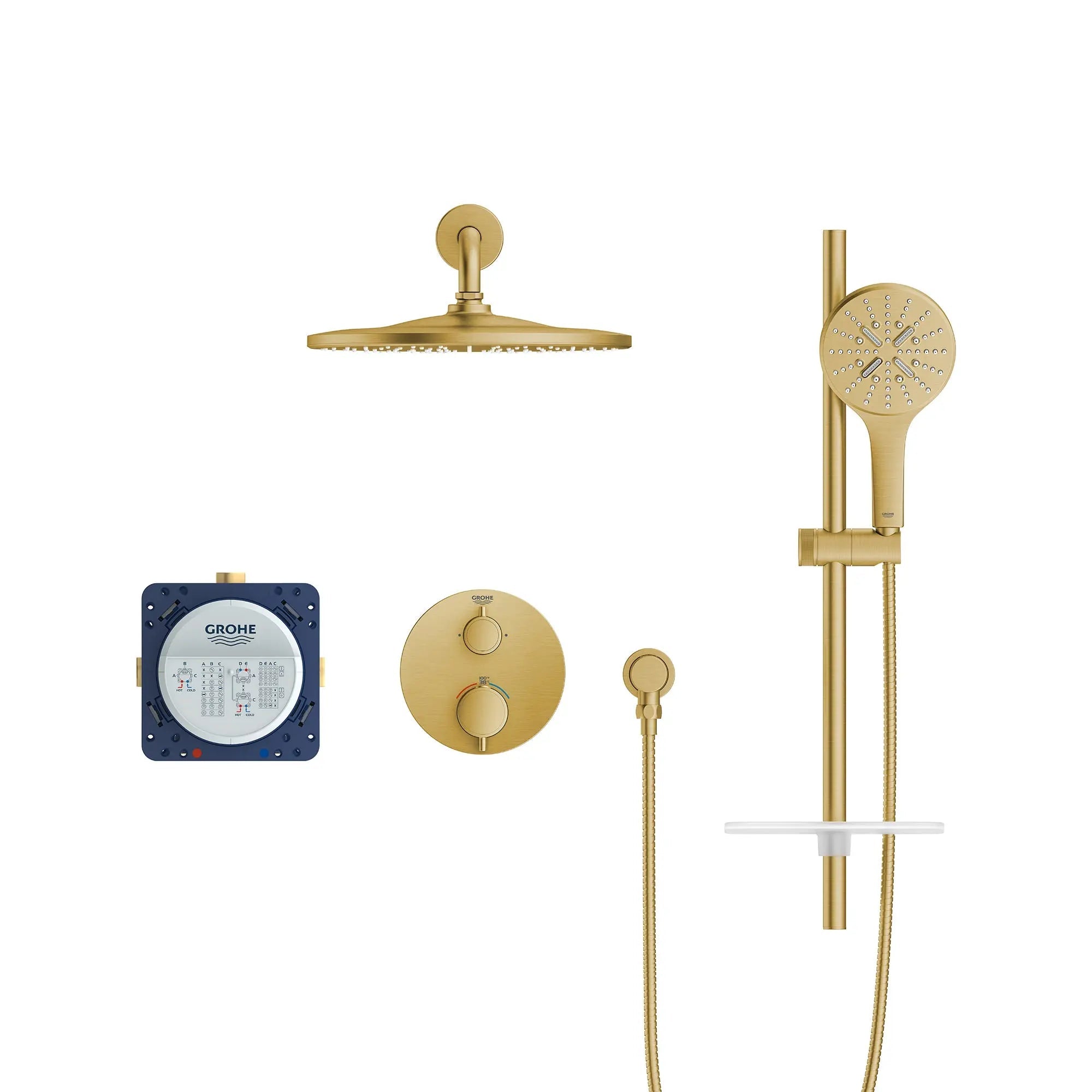 Grohe RAINSHOWER THM SHOWER SYSTEM CA  Brushed Cool Sunrise 103066GN00 - Plumbing Market