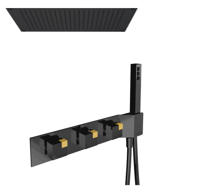 AQUADESIGN OCUBE SHOWER VALVE WITH HAND SHOWER AND 16" RAIN HEAD