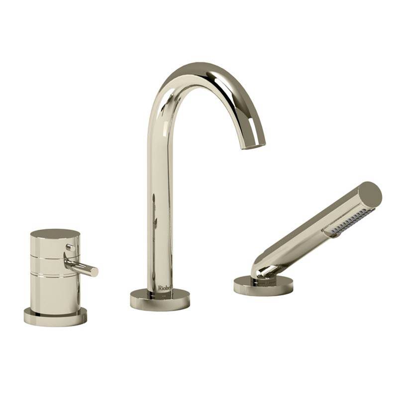Riobel Riu 2-way 3-piece Type T coaxial deck-mount tub filler with hand shower