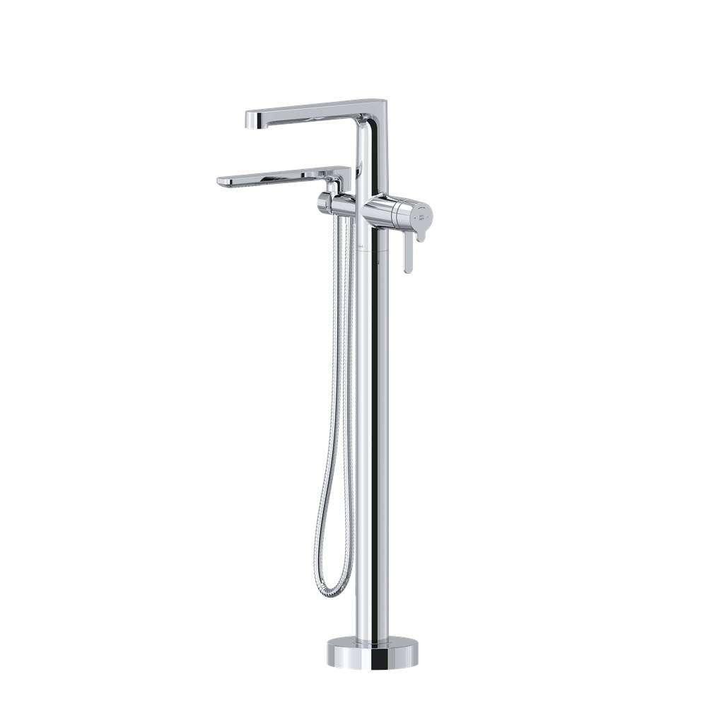 Riobel Nibi 2-way Type T (thermostatic) coaxial floor-mount tub filler with hand shower
