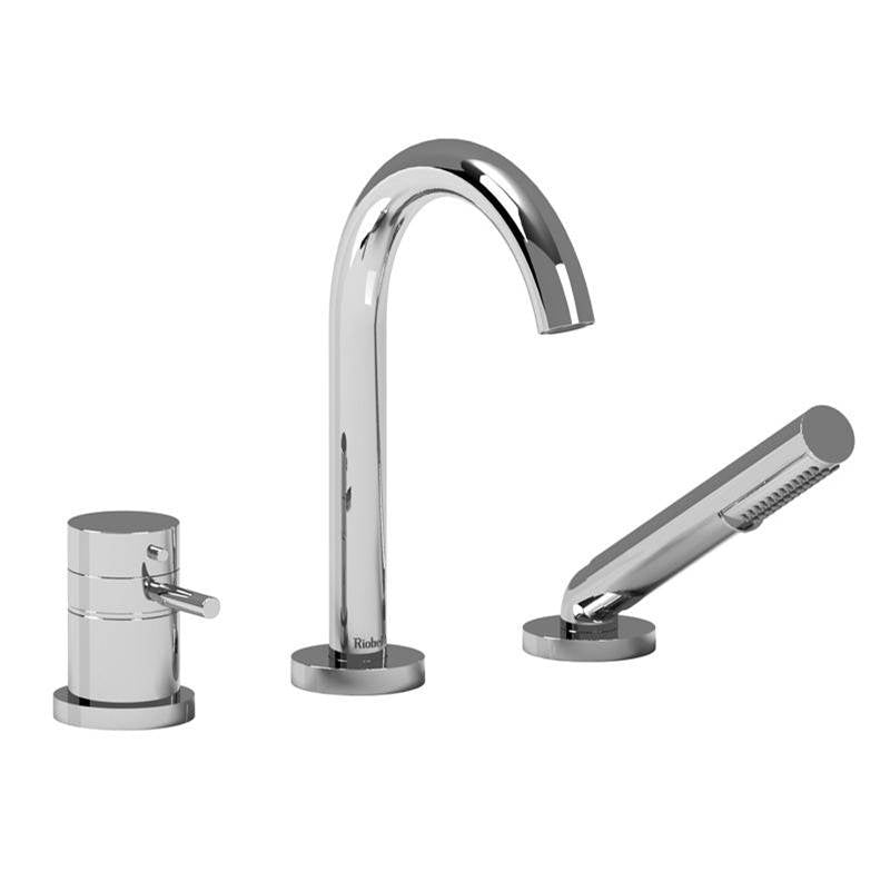 Riobel Riu 2-way 3-piece Type T coaxial deck-mount tub filler with hand shower