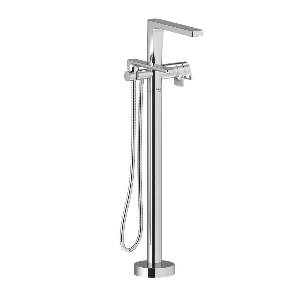Riobel Ode 2-way Type T coaxial floor-mount tub filler with hand shower