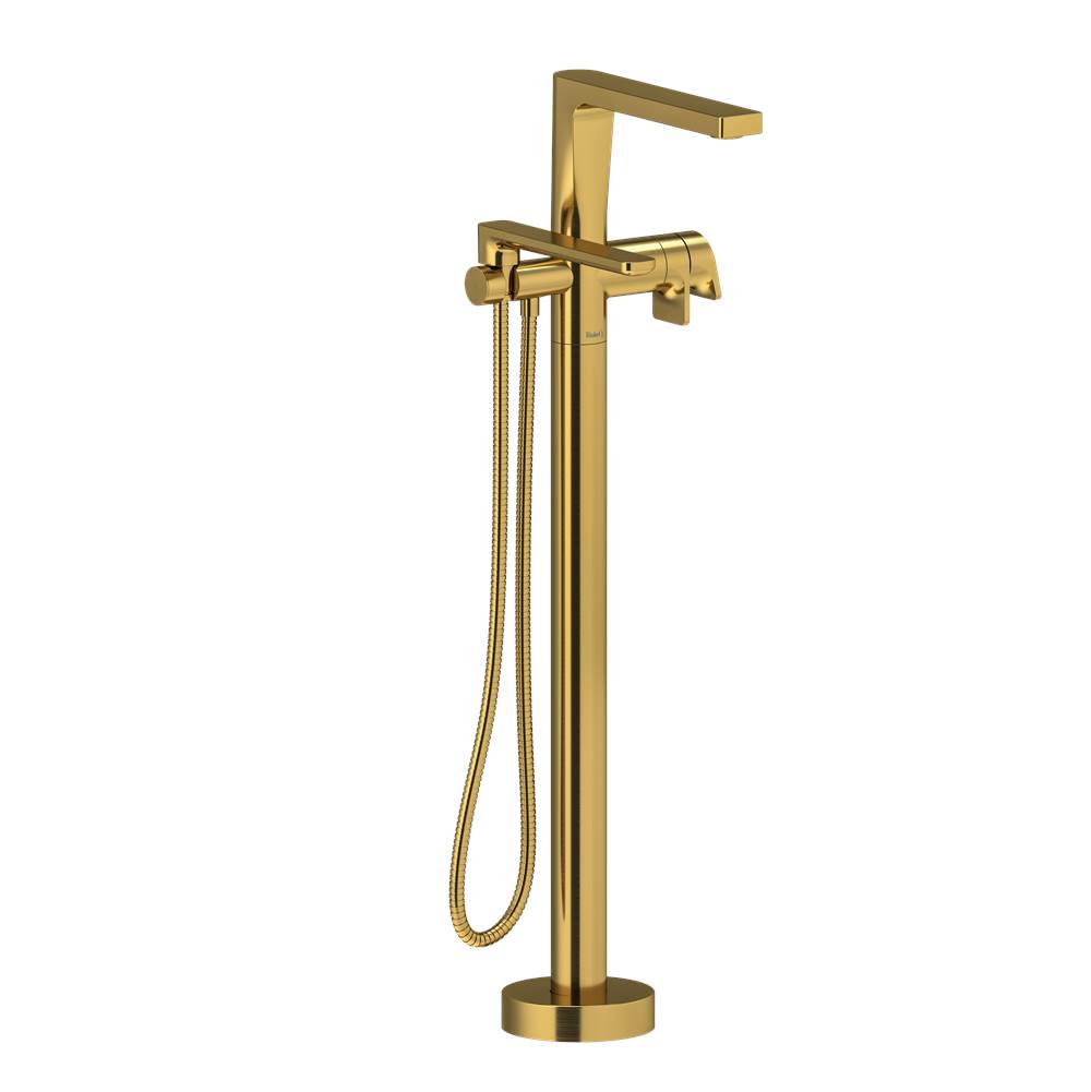 Riobel Ode 2-way Type T coaxial floor-mount tub filler with hand shower