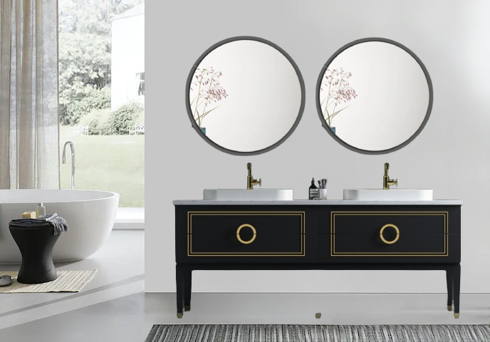 Sarah 60 inch  Floor Mount Double Vessel Sink Vanity