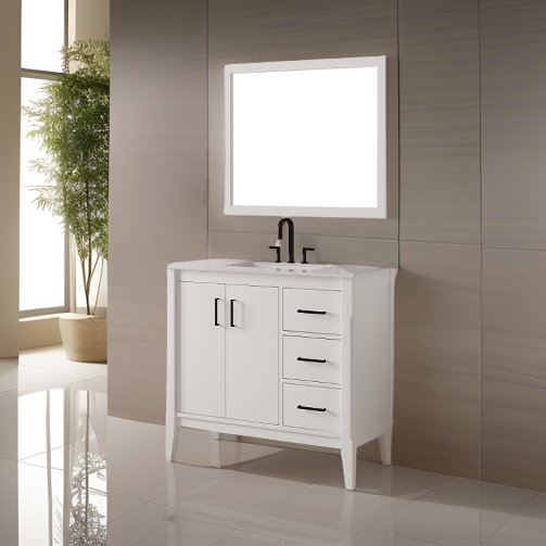 Essence 36 inch Floor Mount Single Sink Vanity with Left Hand Drawers