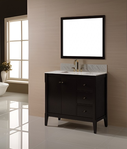 Essence 36 inch Floor Mount Single Sink Vanity with Left Hand Drawers